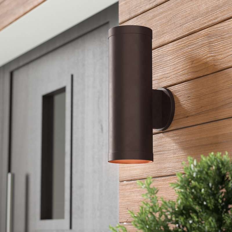 Anis - 2-Light Wet Location Wallwasher - Clear Glass Shade - Incandescent, Bronze