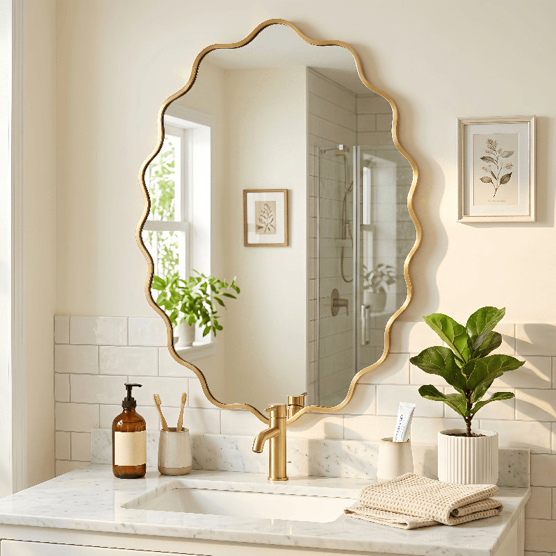 Oval Metal Wall Mirror, Gold, 30" x 20"