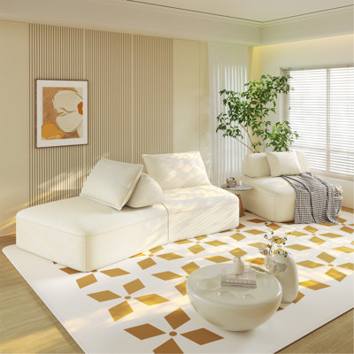 139" Modern Light Luxury Oversized Modular Sectional Sofa Set,DIY Upholstered Fluffy Chenille Sofa With Removable Backrests And Soft Pillows,Deep Seat Couch & Sofa Bed For Living Room,Officebeige