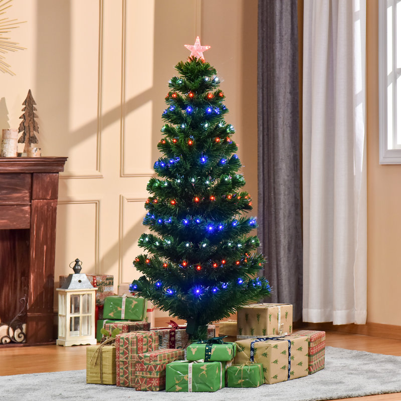 Sapin de Noël artificiel vert avec lumières multicolores, H 5 pi