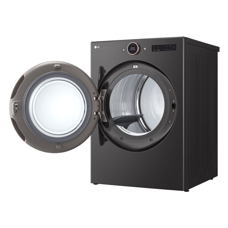 LG Smart Front Load Gas Dryer with AI Sensor Dry & TurboSteam, Technology, 7.4 cu. ft., Black Steel