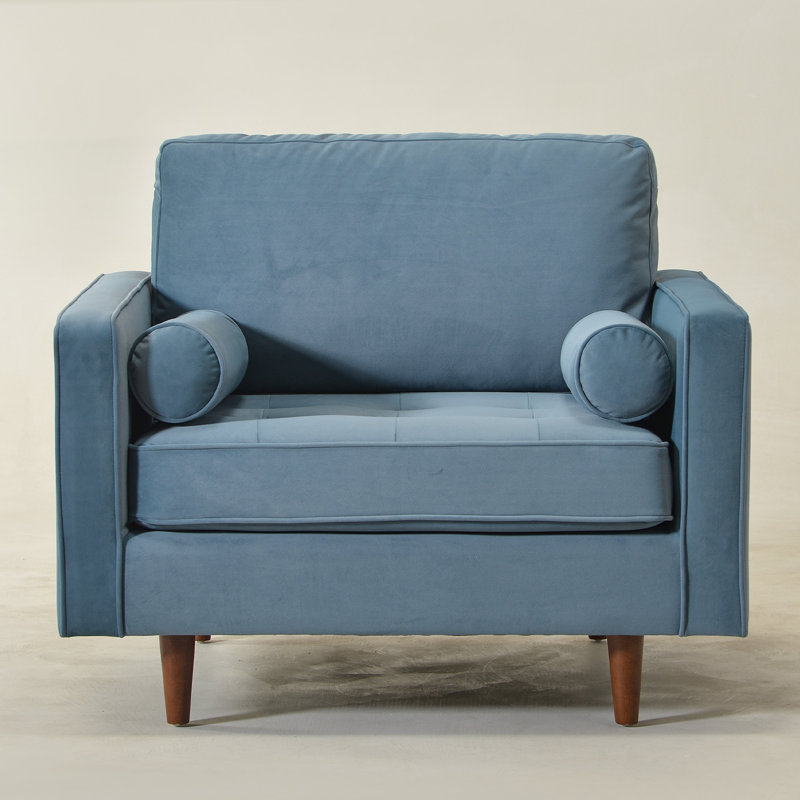 Fauteuil rembourré de 42 po de largeur, Velours bleu clair