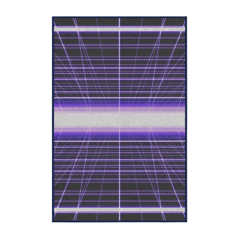 Tapis géométrique noir / mauve, Tapis de couloir 2 pi x 5 pi