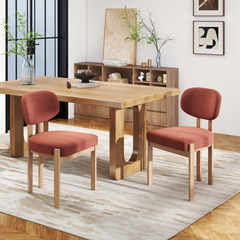 Ensemble de chaises de salle à manger en bois massif, chaises de cuisine rembourrées en tissu de style campagne moderne, 2