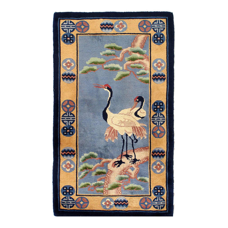 Art déco antique chinois 3 pi x 5 pi 4 po