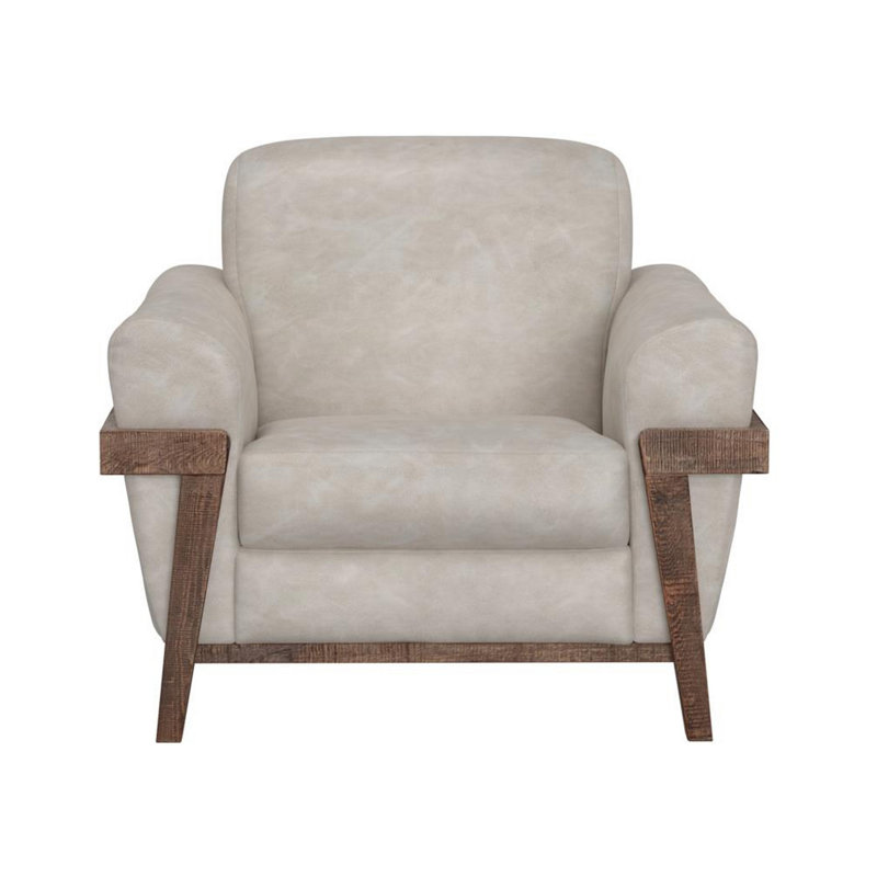 Fauteuil Pola, 2 coussins décoratifs, Rich Modern , Similicuir gris huître