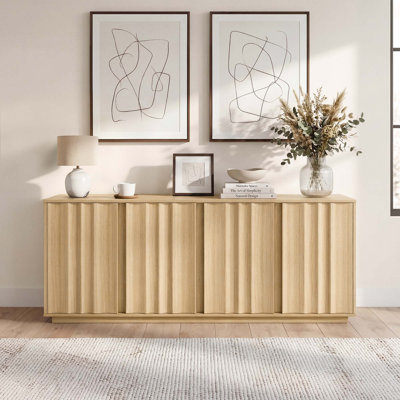 63''W Modern Fluted Sideboard with Adjustable Shelves