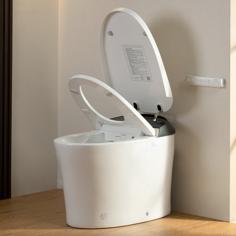 Smart Toilets with Bidet and Tank Built‑In – Foot Sensor Flush, Heated Seat, Warm Dryer, Auto Flush, Self-Cleaning Nozzle, 17.5" ADA Chair Height Smart Toilet Bidet