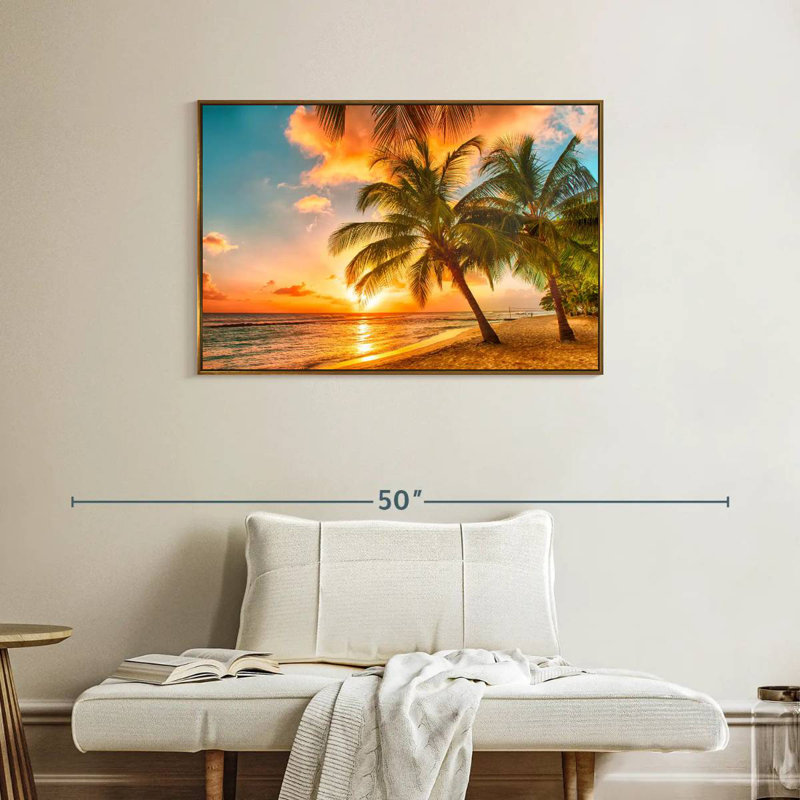 Barbados Island, Floating Frame Gold, 37" X 25"