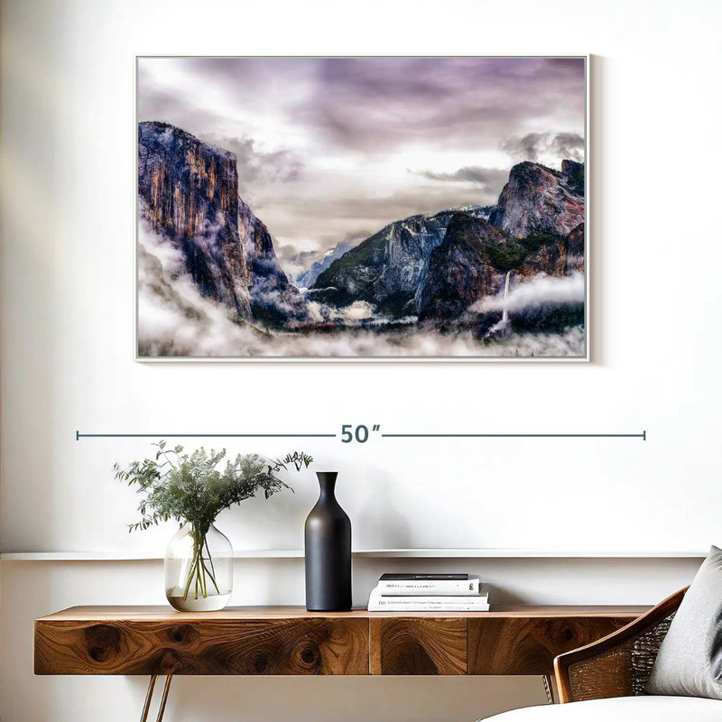 Canyons du parc national Yosemite, Cadre flottant blanc, 40 po x 27 po