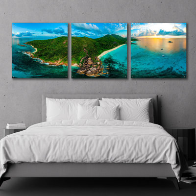 Epic Art 'LaDigue 2' by Epic Portfolio, Acrylic Glass Wall Art, 3 Piece Set