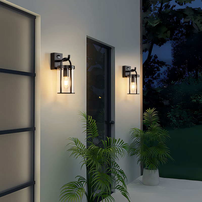 Amiena Matte Black 26cm H Outdoor Armed Sconce
