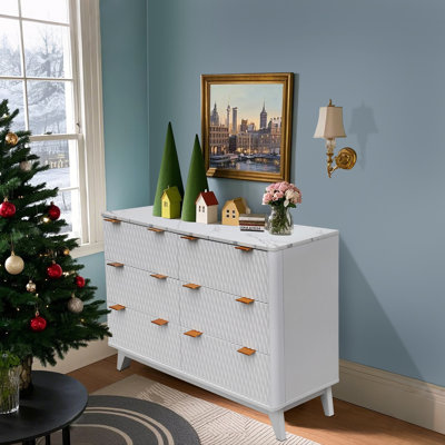 Commode cannelée 6 tiroirs Modern White