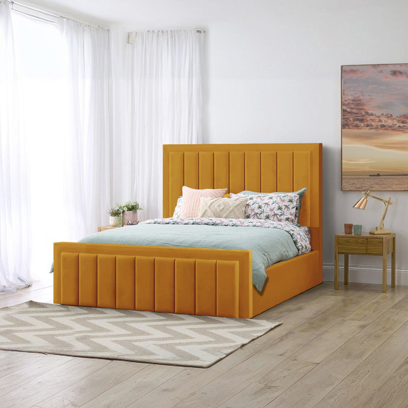 Antrone Upholstered Ottoman Storage Bed, Double (4'6), Turmeric