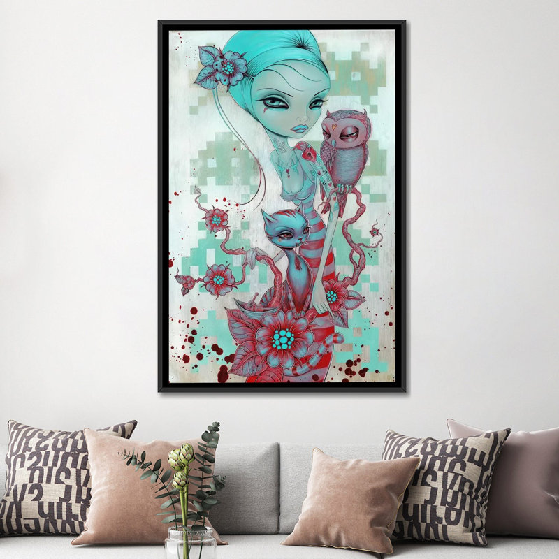 « reproductions a hoot », reproduction d’art sur toile tendue, H 60 po x l 40po x P 1,5 po, Toile avec cadre flottant noir