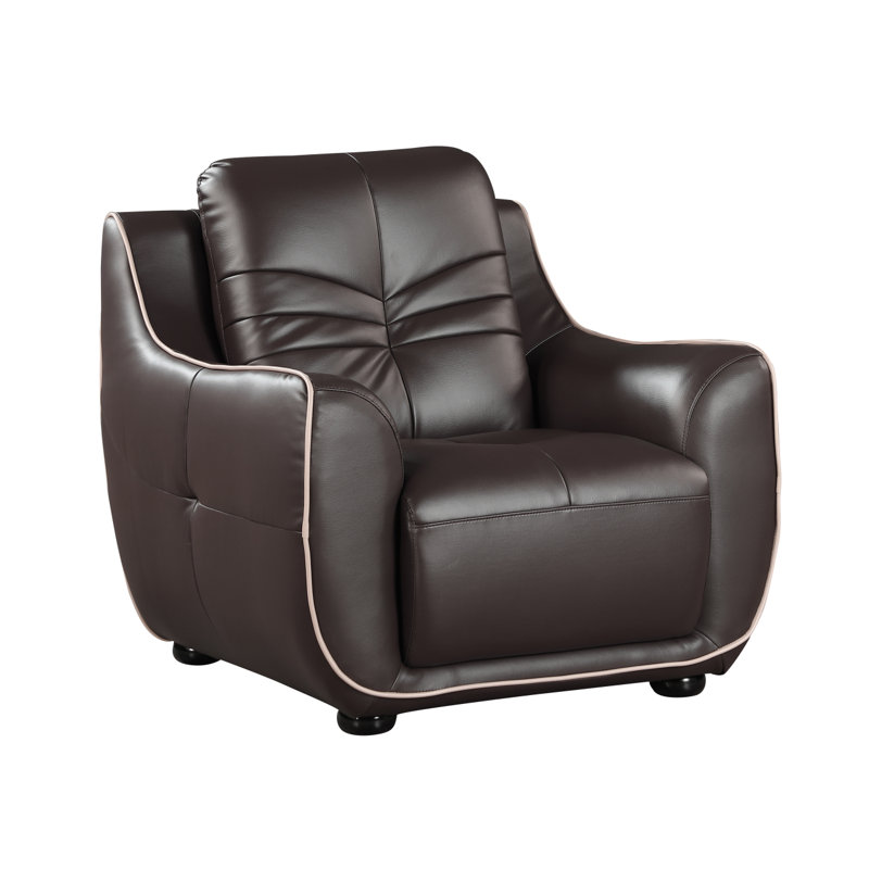 Fauteuil en cuir véritable, fauteuil en cuir, fauteuil d'appoint, fauteuil d'appoint moderne, Brun
