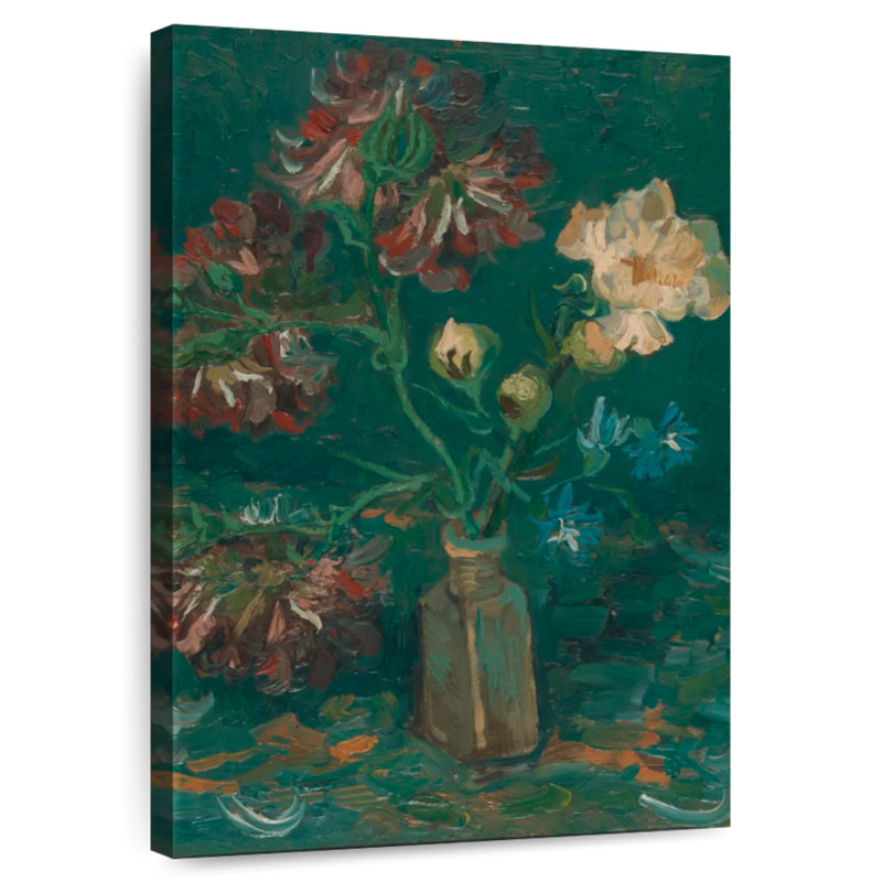 Harnek bouteille avec pivoines et delphiniums, H 24 po x l 16 po