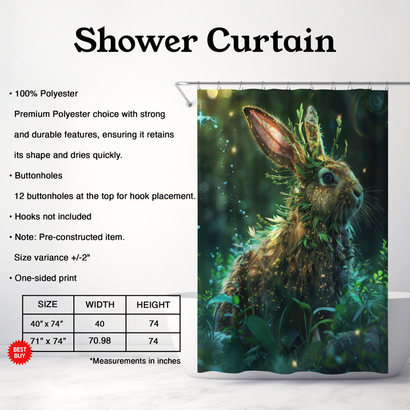 Rideau de douche 1 pièce Mystical Forest Mosaic, H 74 po x l 71 po