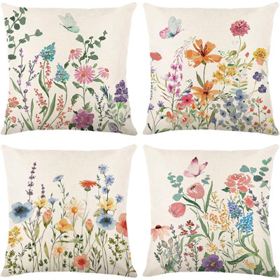 Spring Decorations For Home  Spring Pillow Covers  Outdoor Pillow Covers Springtime Farmhouse Throw Pillow Cover Garden Linen Cushion Case For Home Décor
