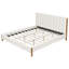 Structure de lit très grand avec tête de lit tapissier épaisse Boucle, pieds en bois, blanc