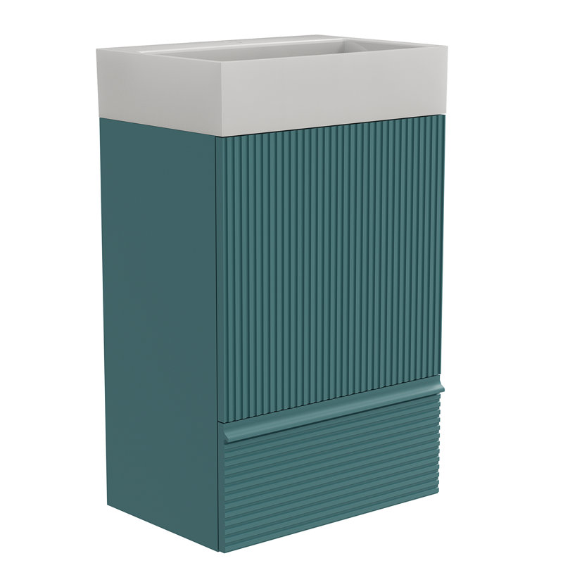 Meuble-lavabo rayé aigue-marine 20 po Gada SANS lavabo