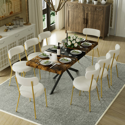 55.11" to 70.86" Extendable Rectangle Dining Table Set Wooden Table with Dining Chairs