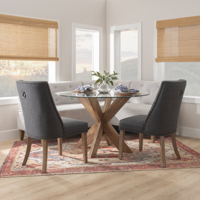 Alejoa 6-Person Upholstered Corner Nook And Two-Chair Dining Set