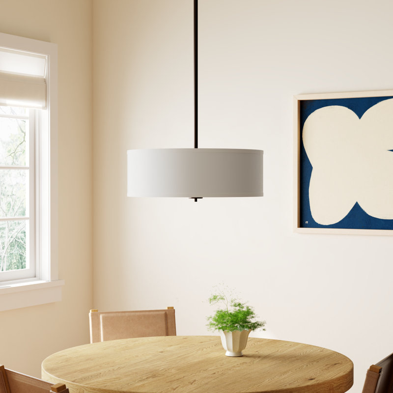 Reed 3 - Light Single Drum Pendant in Matte Black, Matte Black