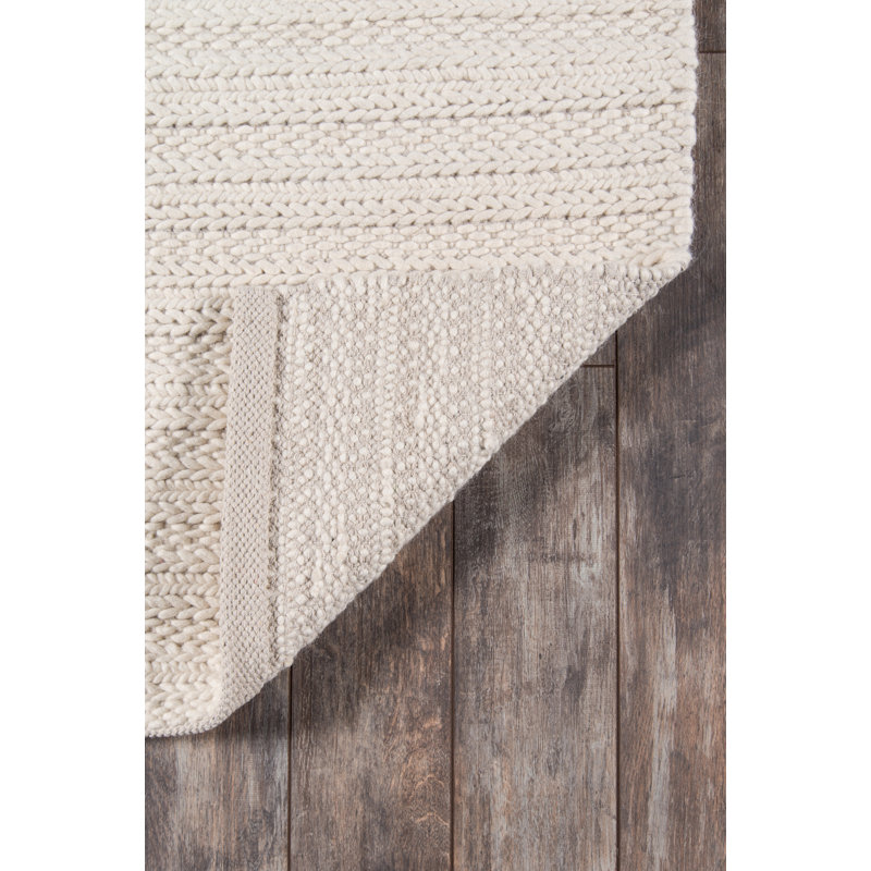 Kells Striped Handmade Ivory Area Rug, Rectangle 3' x 5'