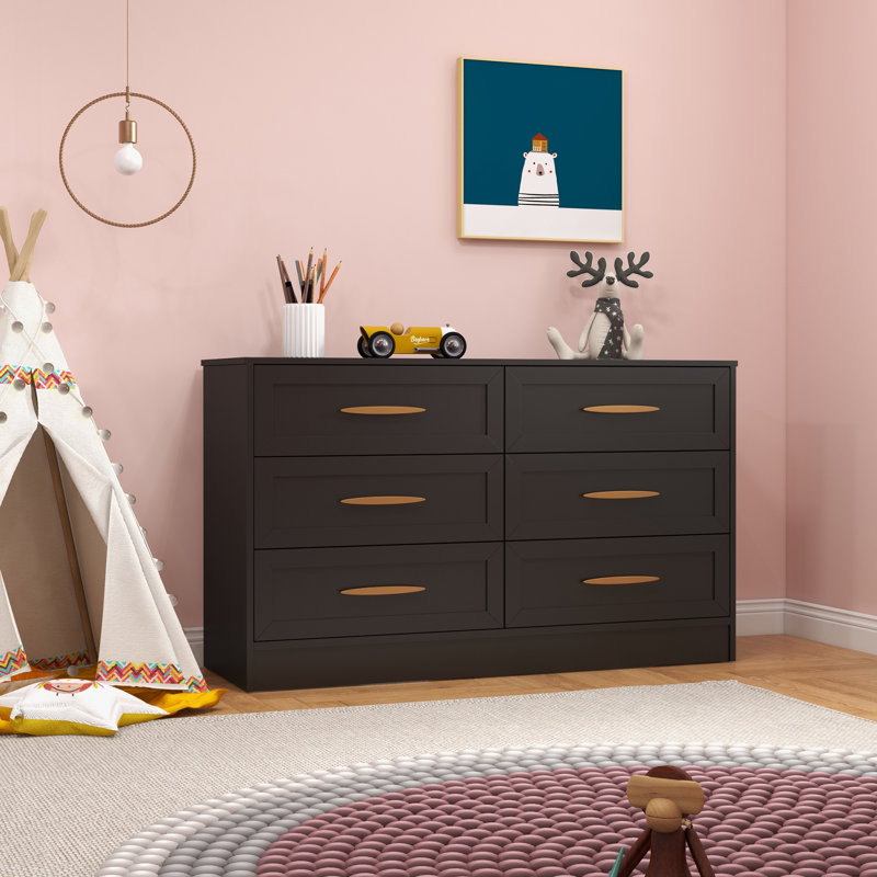 Aylissa 47.2'' W 6 - Drawer Dresser, Black