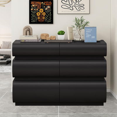 6 Drawer Dresser for Bedroom, Dresser No Handle, Modern 6 Chest of Drawers with Wide Storage