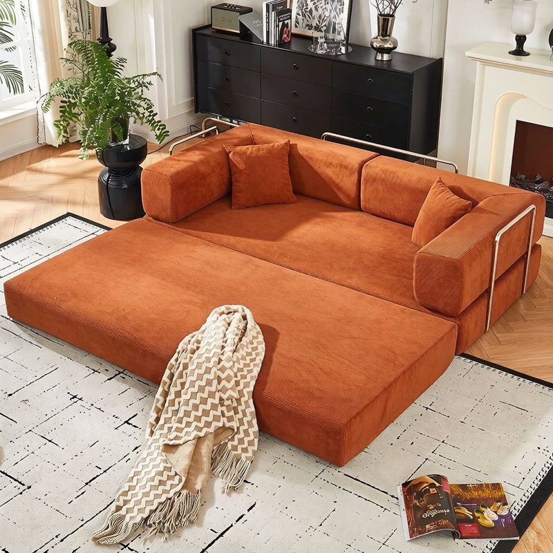 Canapé-lit convertible Corduroy, Orange