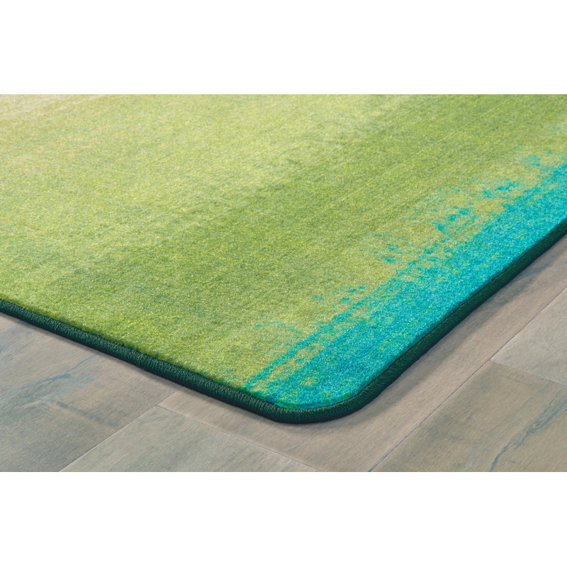 Tapis rayé vert touffeté, Rectangle 4 pi x 6 pi