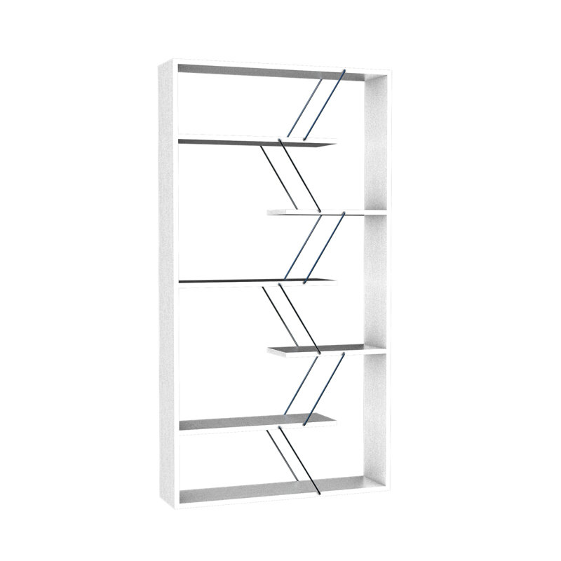 Furnish Home Store Wood Frame Etagere Open Back 6 Shelves Bookcase Industrial Bookshelf for Office and Living Rooms Modern Bookcases Large Bookshelf Organizer