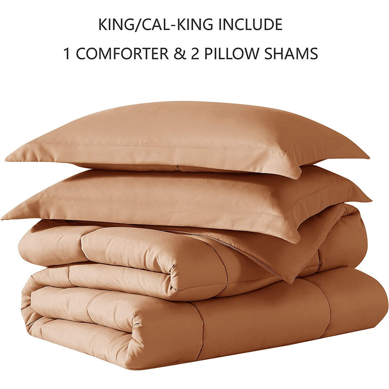 Ensemble d'édredon en microfibre , Brun clair, Édredon pour très grand lit + 2 très grandes ta