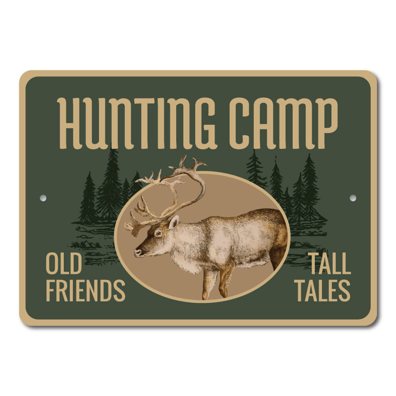 Enseigne de camp de chasse en aluminium, H 18 po x l 12 po x P 0,06 po