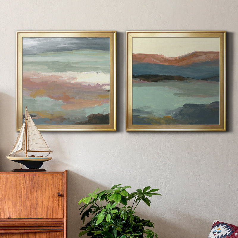 «Ocean Bluff», reproduction de cadre photo sur toile 2 pièces, Or, H 17,5 po x l 35 po x P 1,5 po