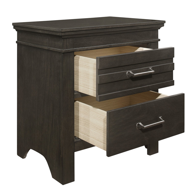 Drummond 24" W 2-Drawer Transitional Nightstand , Gray
