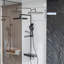 Système de douche mural à 3 fonctions avec pomme de douche carrée, douchette réglable et douchette, noir mat-121925716
