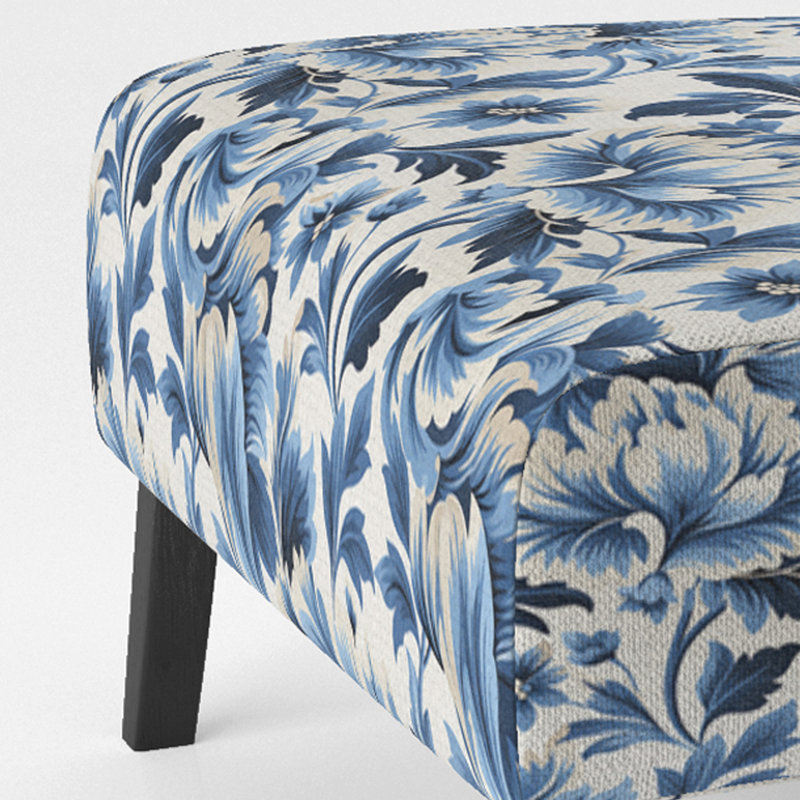Fauteuil de chambre rembourré de style nordique à motif de pivoines en damas Nordic