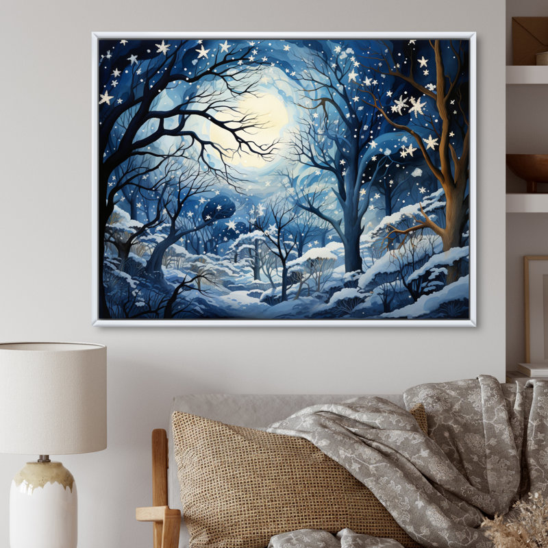 Ciel bleu céleste auvent pastoral sur toile, 34" H x 44" W, Cadre flottant blanc
