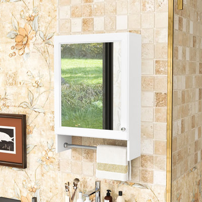 Armoire de toilette en bois avec porte et tablette