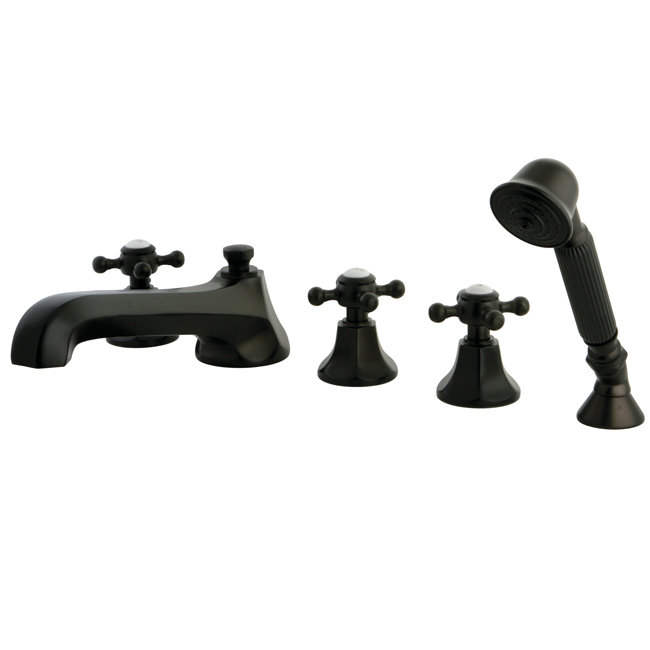 Garniture de robinet de baignoire romaine à fixation sur plateau à poignée triple avec douche à main Metropolitan