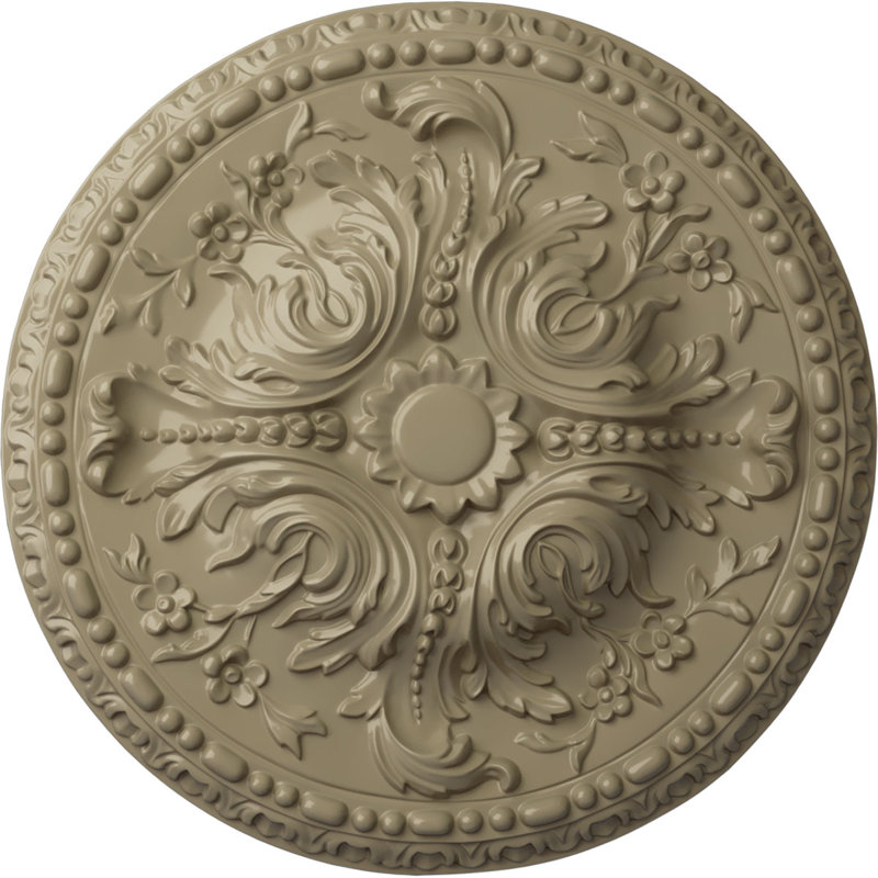 Médaillon de plafond Endurathane Riley, DO 18 po x P 3 1/2 po x P 1 1/2 po (convient aux auvents jusqu'à 4 5/8 po), finition or riche peinte à la main