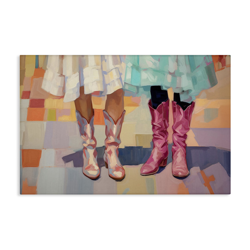 Filles dans des bottes de cowboy, art mural sur toile par Sissi et Seb, H 30 po x l 45 po