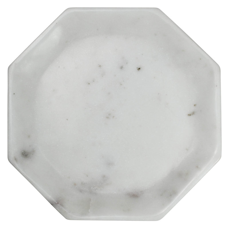 Small White Marble Octagon Appetizer Plate, 8-Inch