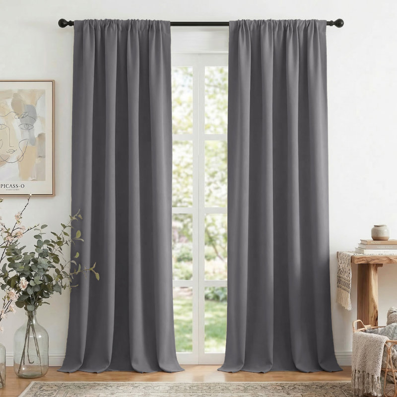 Blackout Curtains for Bedroom, Thermal Insulated Drapes Rod Pocket Privacy Protected Window Panels for Living Room, 2 Panels