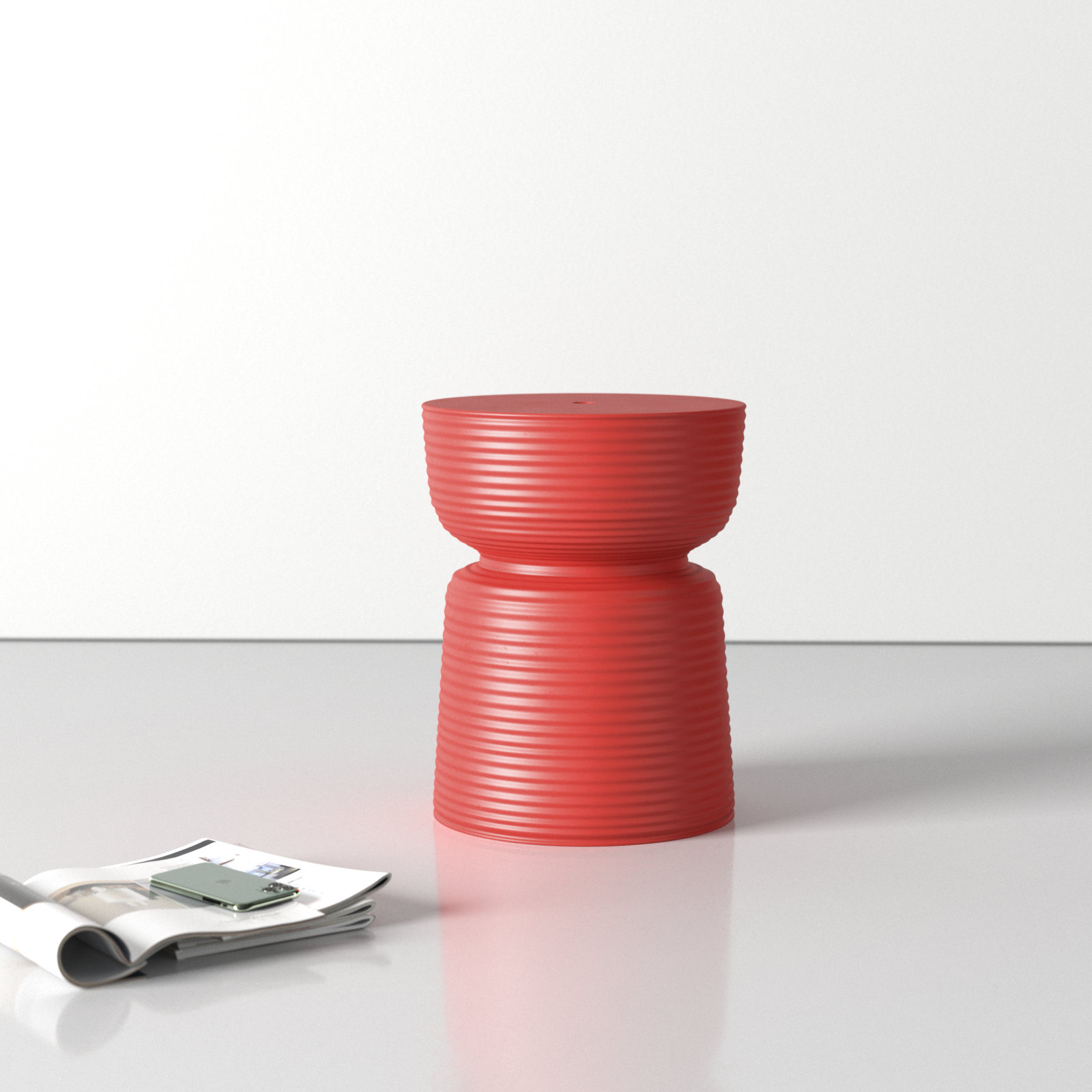 Biali Ceramic Accent Stool, Red