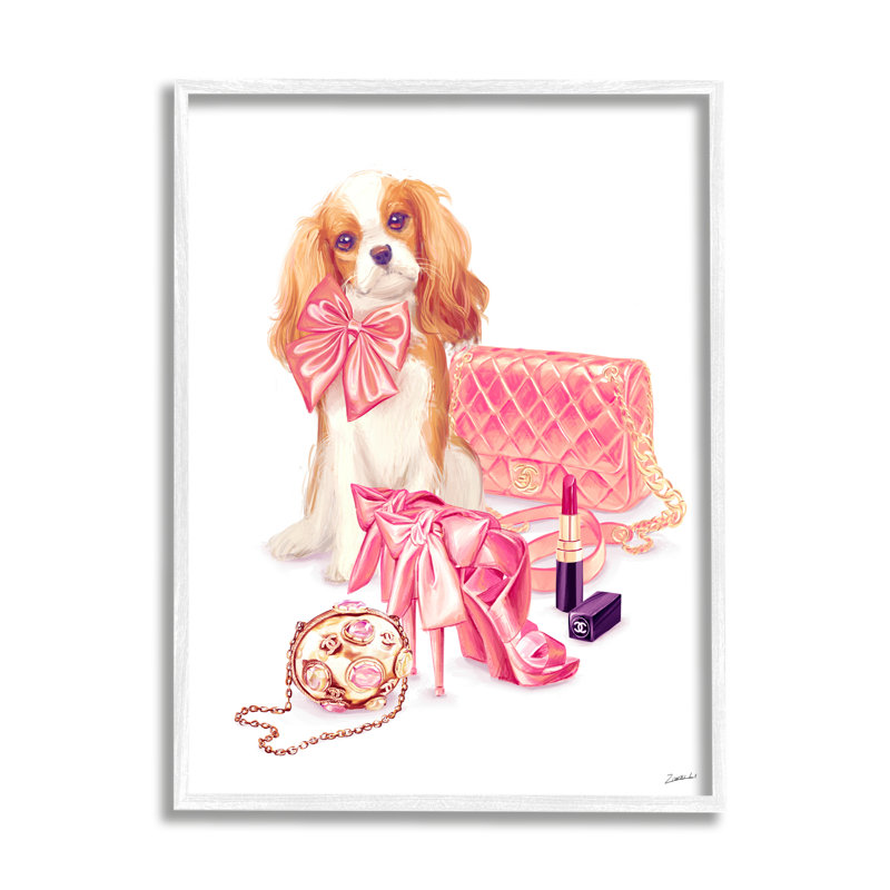 Accessoires de mode haut de gamme avec nœud papillon rose et maquillage par Ziwei Li - Peinture, L 11 po x H 11 po