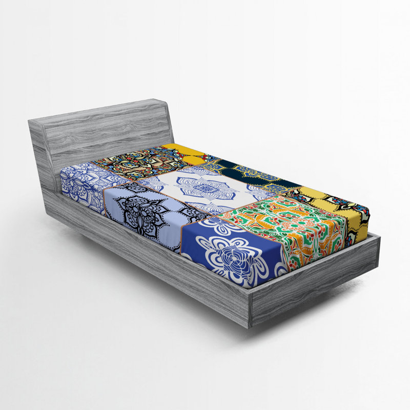 Spires Microfiber Patchwork Fitted Sheet, Twin Fitted Sheet